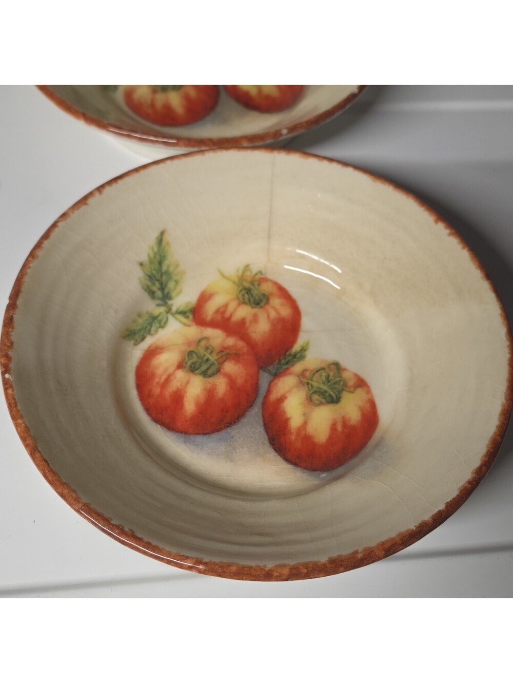 Williams Sonoma Jardin Potager Pasta Bowls 2 Pcs Tomato Made in Italy 10"